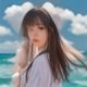 爱恋千鸟角色千夏的头像，阳光明媚的少女形象，清新青绿色系服饰