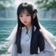 爱恋千鸟角色羽织的头像，冷淡系黑发少女，深色校服与忧郁眼神